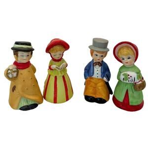 Vintage 70s 1978 Jasco Ceramic Christmas Carolers Bells Set of 4